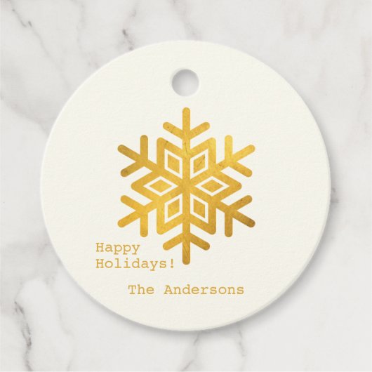 シンプル願い・金ゴールドミニマルスノーフレーク・クリスマス フェイバータグ (正面)