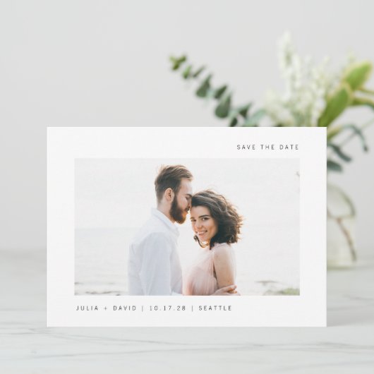 シンプル願い | 2枚の写真結婚のQRコード セーブザデート (スタンド正面)