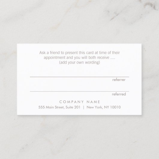 シンプル顧客エレガントロイヤリティ紹介 紹介カード (裏面)