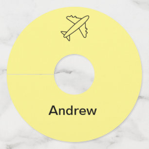シンプル飛行機トラベミニマルルあなたの名前を追加ビーチfl ワイングラスタグ