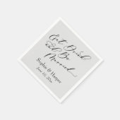 シンプル食べLuxury Script Drink and  Be 結婚した Gray スタンダードカクテルナプキン (角)