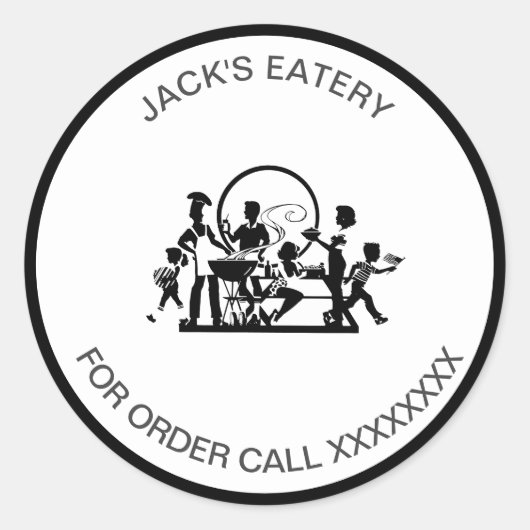 シンプル飲食業 ラウンドシール (正面)