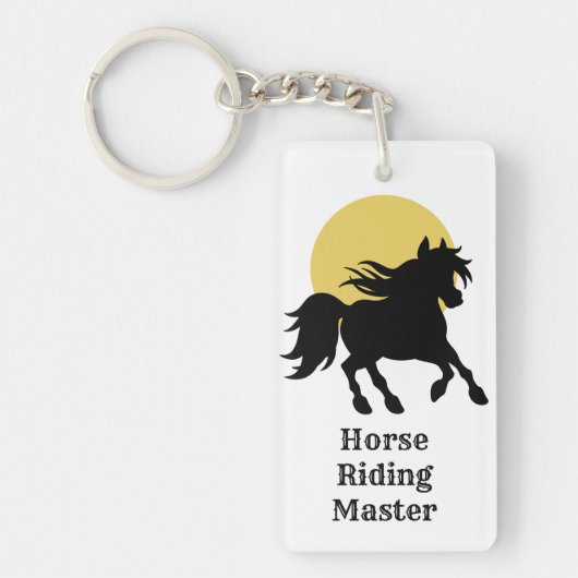シンプル馬好き写真テンプレート長方形 キーホルダー (正面)
