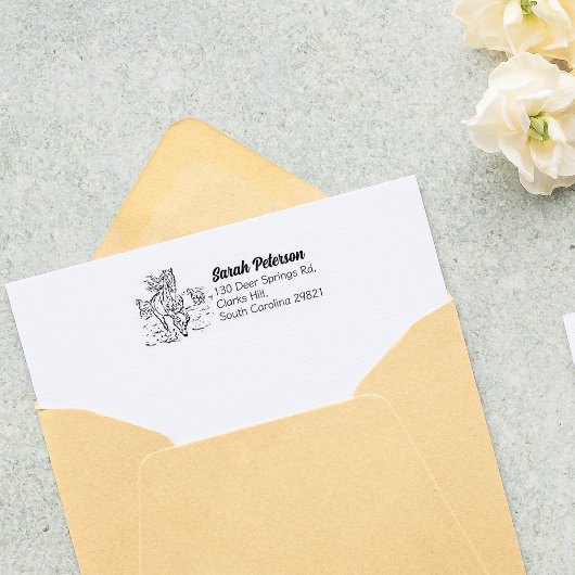 シンプル馬差出人住所 ラバースタンプ