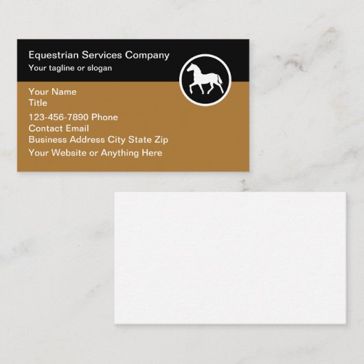 シンプル馬術テーマロゴホーステーマ 名刺 (正面/裏面)