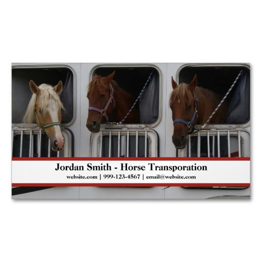 シンプル馬輸送・輸送・トレーリング マグネット名刺 (正面)