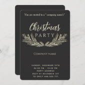 シンプル高級パインブランチ企業のクリスマス 招待状 (正面/裏面)