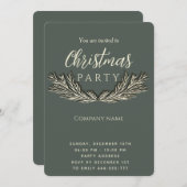 シンプル高級パインブランチ企業のクリスマス 招待状 (正面/裏面)