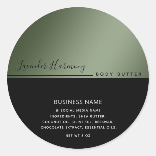 シンプル高級モダンタイポグラフィブラック製品クラ ラウンドシール (正面)