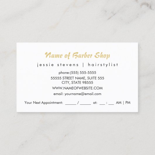 シンプル髭剃り男理容師店とヘアスタイリスト 予約カード (裏面)