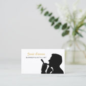 シンプル髭剃り男理容師店とヘアスタイリスト 予約カード (スタンド正面)