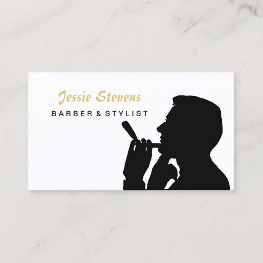シンプル髭剃り男理容師店とヘアスタイリスト 予約カード (正面)