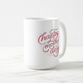 シンプル魅力的幸せ母の日ブライトピンクホワイト コーヒーマグカップ (正面右)