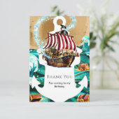 シンプル魅惑された波浪海賊誕生日 サンキューカード (スタンド正面)