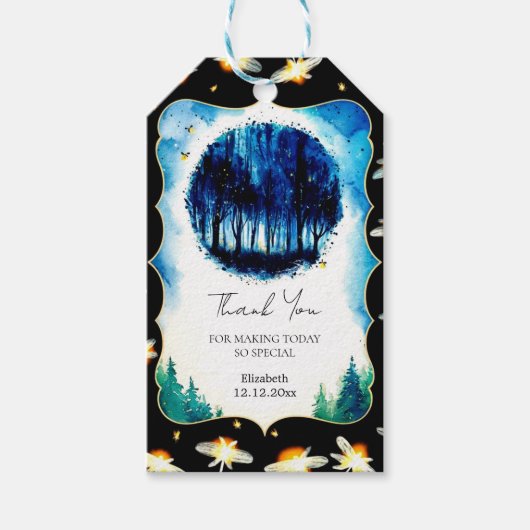 シンプル魅惑のウッドランドベイビーシャワー ギフトタグ (正面)