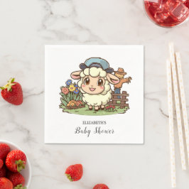 シンプル魅惑の羊の赤ちゃんシャワー スタンダードカクテルナプキン