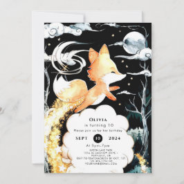 シンプル魅惑キツネ誕生日 招待状