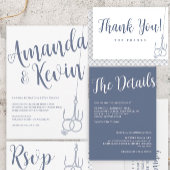 シンプル魚釣りフモダンックの結婚リングや輪ブルーグレー 招待状