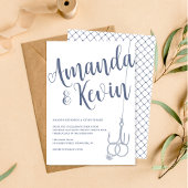 シンプル魚釣りフモダンックの結婚リングや輪ブルーグレー 招待状