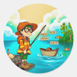 シンプル魚釣り：子どもの逃避 ラウンドシール
