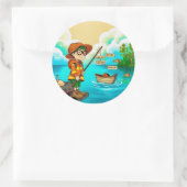 シンプル魚釣り：子どもの逃避 ラウンドシール (バッグ)