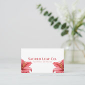 シンプル鮮やかはっきりした鮮やかな赤ゆり白開花 名刺 (スタンド正面)