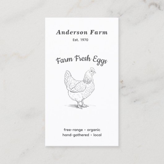 シンプル鶏が垂直に生えた卵を栽培 名刺 (正面)