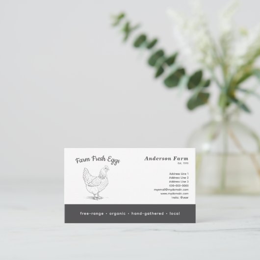 シンプル鶏と産卵 名刺 (スタンド正面)