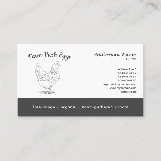 シンプル鶏と産卵 名刺 (正面)