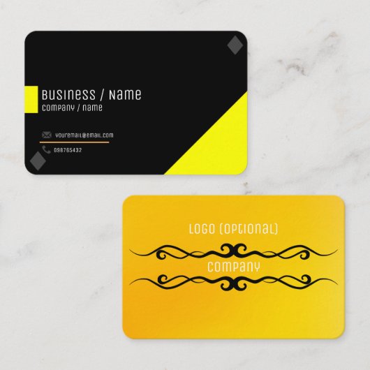 シンプル黄と黒 名刺 (正面/裏面)
