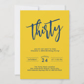 シンプル黄はっきりした30歳の誕生日パーティー 招待状 (正面)