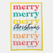 シンプル黄エレガントカラフルメリークリスマス キッチンタオル (縦)