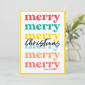 シンプル黄エレガントカラフルメリークリスマス シーズンカード (スタンド正面)