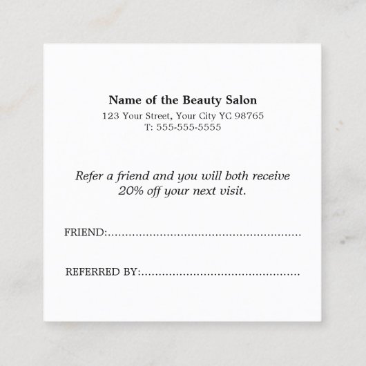 シンプル黄エレガント色白色の紹介カード 紹介カード (裏面)