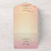 シンプル黄エレガント色・ピンク結婚色 オールインワン招待状 (外側)