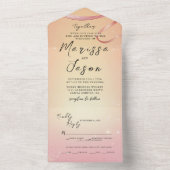 シンプル黄エレガント色・ピンク結婚色 オールインワン招待状 (内側)