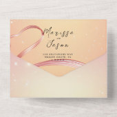 シンプル黄エレガント色・ピンク結婚色 オールインワン招待状 (裏面)