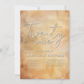 シンプル黄エレガント21歳の誕生日パーティー 招待状 (正面)
