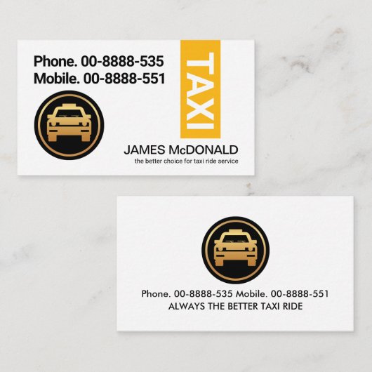 シンプル黄スタイリッシュタクシー色タブ 名刺 (正面/裏面)