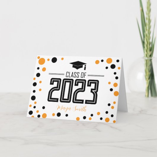 シンプル黄モダン色後部卒業カード カード (正面)