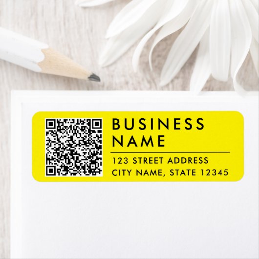 シンプル黄モダンWebサイトQRコードリターンアドレス ラベル (インサイチュ)