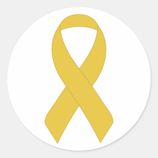 シンプル黄リボン ラウンドシール (正面)