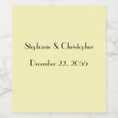 シンプル黄淡い色の色・黒結婚式の引き出物 ワインラベル (シングルラベル)