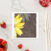 シンプル黄色と灰色のデイジーフローラ水色 スタンダードカクテルナプキン (インサイチュ)