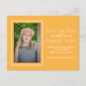 シンプル黄色の白の卒業生日付を保存 案内ポストカード (正面)