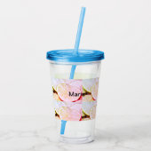 シンプル黄色の緑のレモンを追加ミニマルカスタム名 アクリルタンブラー (裏面)