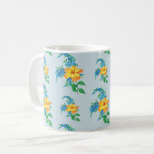 シンプル黄色の花柄 コーヒーマグカップ (正面左)