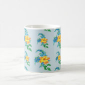 シンプル黄色の花柄 コーヒーマグカップ (中央)
