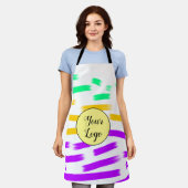 シンプル黄色カスタムブルーウォーターの色を追加ロゴmini エプロン (着用した状態)