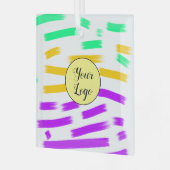 シンプル黄色カスタムブルーウォーターの色を追加ロゴmini ガラスオーナメント (正面左)